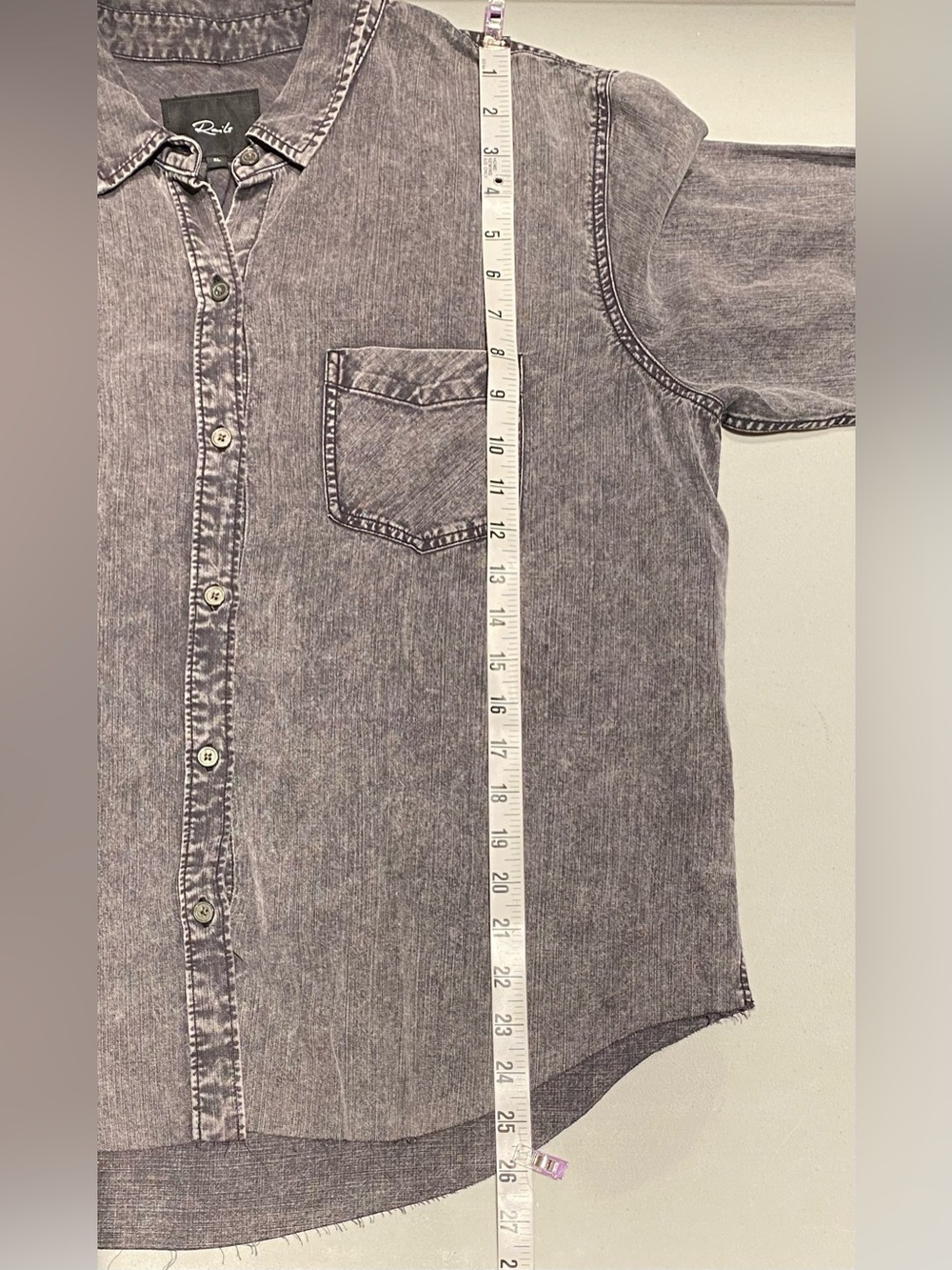 Rails Ingrid Gray Lyocell Linen Acid Wash Button Down , size XL, NWT - Picture 11 of 12